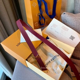 Lv Wine Red Leather Gold Letter Buckle 20mm Belts