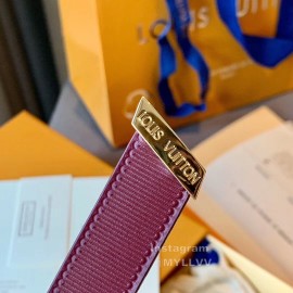 Lv Wine Red Leather Gold Letter Buckle 20mm Belts