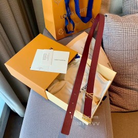 Lv Wine Red Leather Gold Letter Buckle 20mm Belts