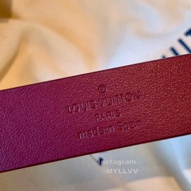 Lv Wine Red Leather Gold Letter Buckle 20mm Belts