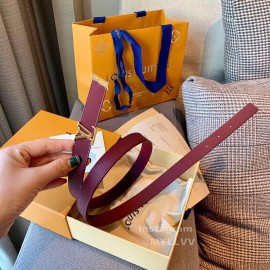 Lv Wine Red Leather Gold Letter Buckle 20mm Belts