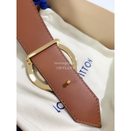 Lv Monogram Canvas Leather Round Letter Buckle 35mm Belts Brown