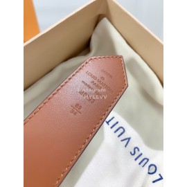 Lv Monogram Canvas Leather Round Letter Buckle 35mm Belts Brown