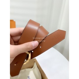 Lv Monogram Canvas Leather Round Letter Buckle 35mm Belts Brown