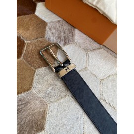 Lv New Black Litchi Grain Calfskin Pin Buckle 35mm Belts