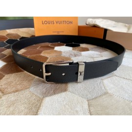 Lv New Black Litchi Grain Calfskin Pin Buckle 35mm Belts