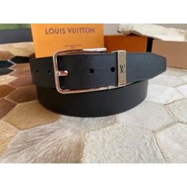 Lv New Black Litchi Grain Calfskin Pin Buckle 35mm Belts