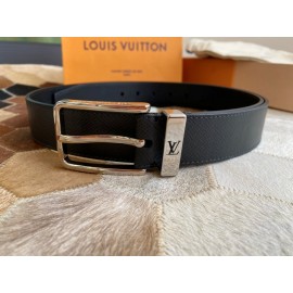 Lv New Black Litchi Grain Calfskin Pin Buckle 35mm Belts