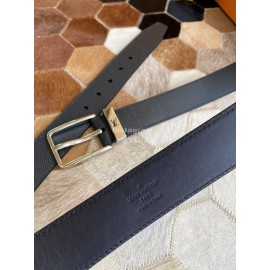 Lv New Black Litchi Grain Calfskin Pin Buckle 35mm Belts