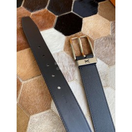 Lv New Black Litchi Grain Calfskin Pin Buckle 35mm Belts