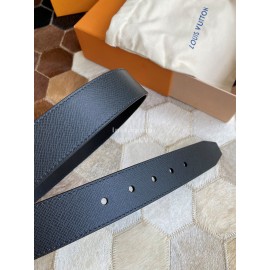 Lv New Black Litchi Grain Calfskin Pin Buckle 35mm Belts
