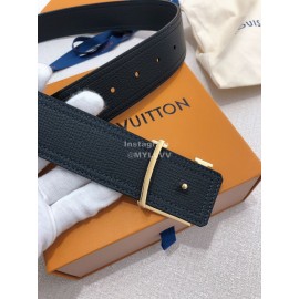 Lv Soft Black Utah Leather Gold Initiales Buckle Belts