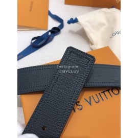 Lv Soft Black Utah Leather Gold Initiales Buckle Belts