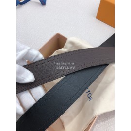 Lv Soft Coffee Utah Leather Silver Initiales Buckle Belts