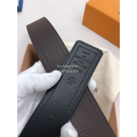 Lv Soft Coffee Utah Leather Silver Initiales Buckle Belts