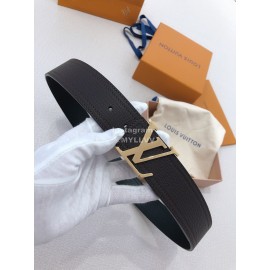 Lv Soft Coffee Utah Leather Gold Initiales Buckle Belts