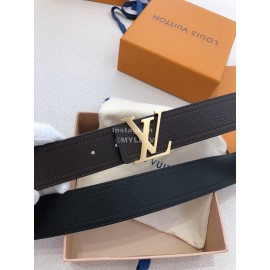 Lv Soft Coffee Utah Leather Gold Initiales Buckle Belts