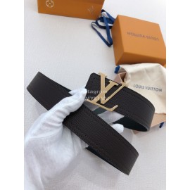 Lv Soft Coffee Utah Leather Gold Initiales Buckle Belts