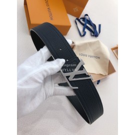 Lv Soft Navy Utah Leather Silver Initiales Buckle Belts
