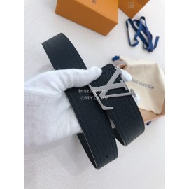 Lv Soft Navy Utah Leather Silver Initiales Buckle Belts