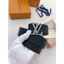 Lv Soft Navy Utah Leather Silver Initiales Buckle Belts