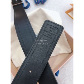 Lv Soft Navy Utah Leather Silver Initiales Buckle Belts