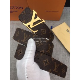 Lv Coffee Monogram Canvas Leather Initiales Buckle 40mm Belts
