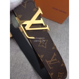 Lv Coffee Monogram Canvas Leather Initiales Buckle 40mm Belts