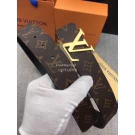 Lv Coffee Monogram Canvas Leather Initiales Buckle 40mm Belts