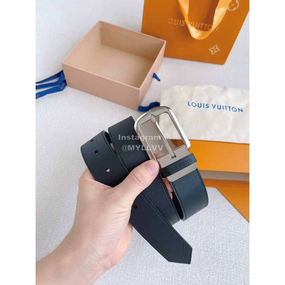 Lv Double Side Leather Silver Pin Buckle 35mm Belts