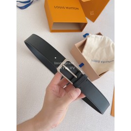 Lv Double Side Black Leather Silver Pin Buckle 35mm Belts
