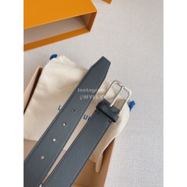Lv Double Side Black Leather Silver Pin Buckle 35mm Belts