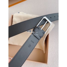 Lv Double Side Black Leather Silver Pin Buckle 35mm Belts