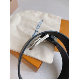 Lv Double Side Black Leather Silver Pin Buckle 35mm Belts