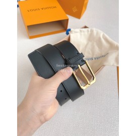 Lv Double Side Black Leather Gold Pin Buckle 35mm Belts
