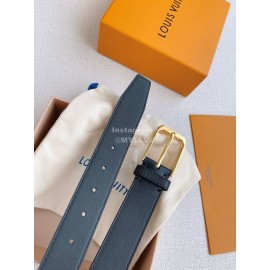 Lv Double Side Black Leather Gold Pin Buckle 35mm Belts