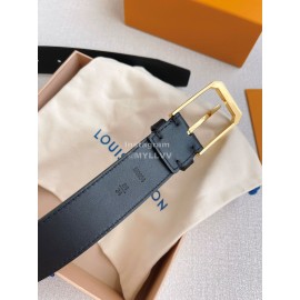 Lv Double Side Black Leather Gold Pin Buckle 35mm Belts