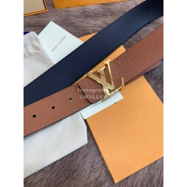 Lv Litchi Grain Calfskin Letter Buckle 40mm Belts Brown