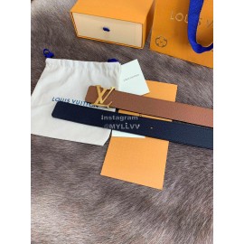 Lv Litchi Grain Calfskin Letter Buckle 40mm Belts Brown