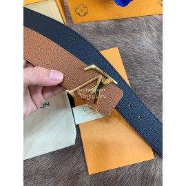 Lv Litchi Grain Calfskin Letter Buckle 40mm Belts Brown