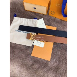 Lv Litchi Grain Calfskin Letter Buckle 40mm Belts Brown