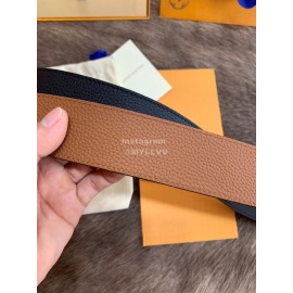 Lv Litchi Grain Calfskin Letter Buckle 40mm Belts Brown