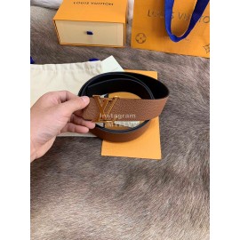 Lv Litchi Grain Calfskin Letter Buckle 40mm Belts Brown