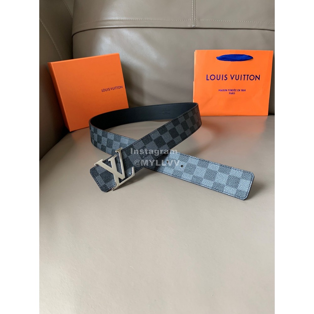 Lv Damier Graphite Canvas Leather Letter Buckle 40mm Belts Black