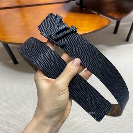Lv Monogram Canvas Stripe Leather Letter Buckle 38mm Belts Black