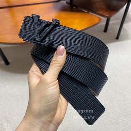 Lv Monogram Canvas Stripe Leather Letter Buckle 38mm Belts Black