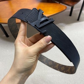 Lv Monogram Canvas Stripe Leather Letter Buckle 38mm Belts Black