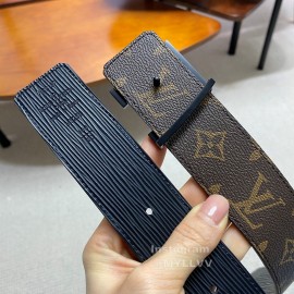 Lv Monogram Canvas Stripe Leather Letter Buckle 38mm Belts Black