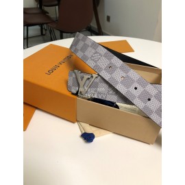 Lv Initiales Damier Graphite Canvas Leather Letter Buckle Belts Gray
