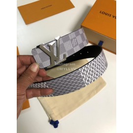 Lv Initiales Damier Graphite Canvas Leather Letter Buckle Belts Gray